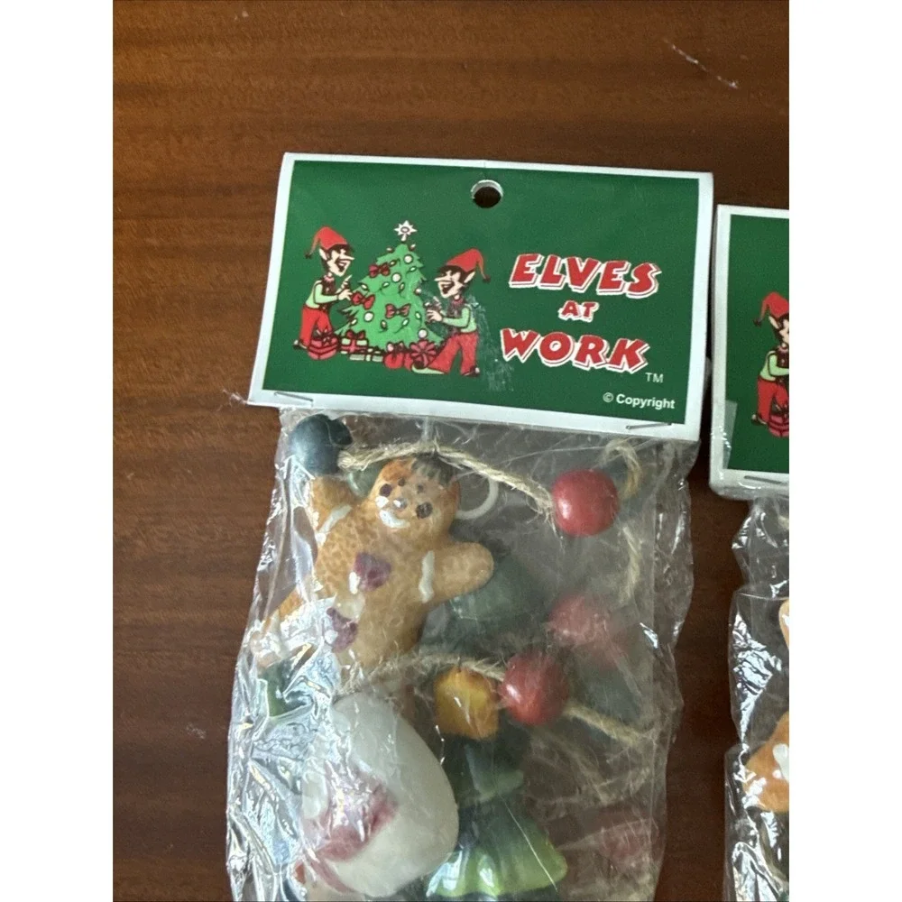 Christmas Garlands 9ft Ceramic Hand-Painted Ornaments Twine Beads Lot of 3